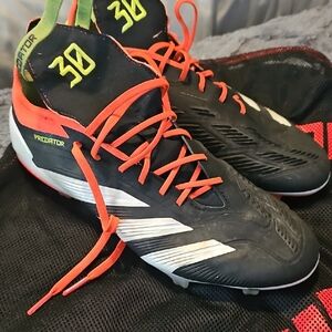 Adidas Predator Cleats Black with Red and White